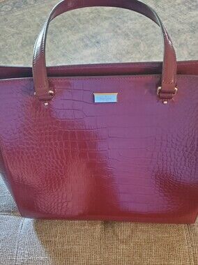Kate Spade Deep Burgandy Croc-Embossed Tote Elissa